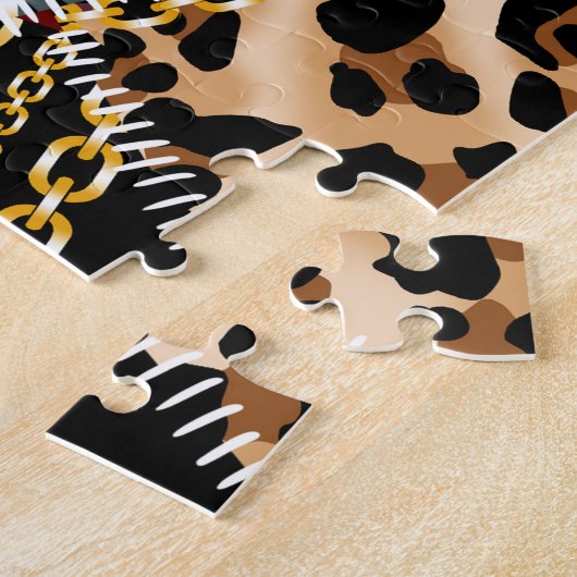 Puzzle Patchwork Leopard : Ethnic Lining Design. (Côté)