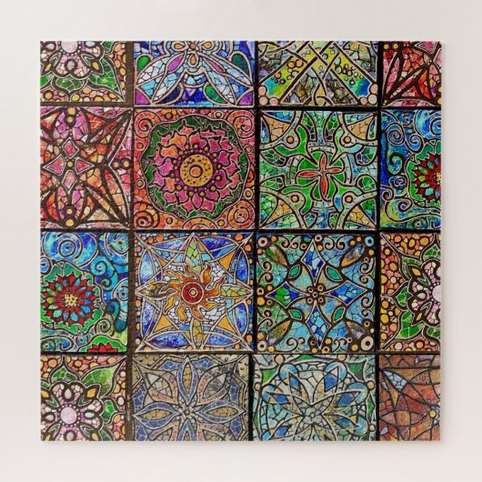 Puzzle Patchwork Mandala en verre tendu (Horizontal)