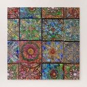 Puzzle Patchwork Mandala en verre tendu (Vertical)