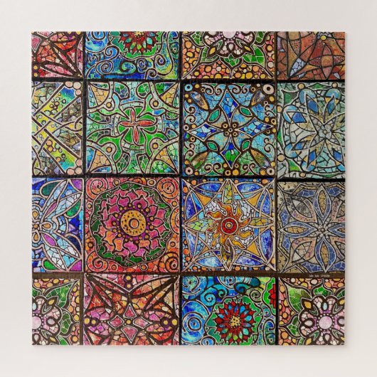 Puzzle Patchwork Mandala en verre tendu (Vertical)