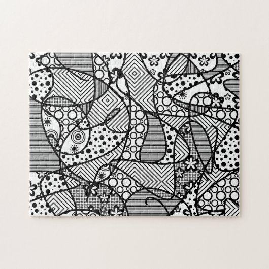 Puzzle Patchwork noir et blanc 04 de motif (Horizontal)