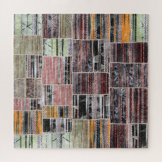 Puzzle Patchwork Quilt Collage Impression transparente. (Horizontal)