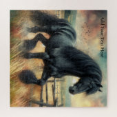 Puzzle Pâte de Cheval Frésilien Noir clôtures rustiques (Horizontal)