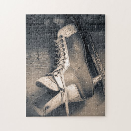 Puzzle Patin vintage BW d'hockey (Vertical)