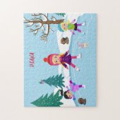 PUZZLE PATINAGE À LA GLACE FILLE ET AMIS ANIMAUX (Vertical)