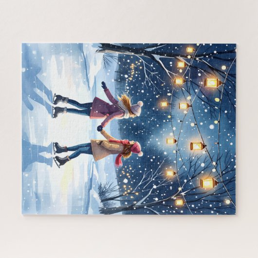 Puzzle Patinage Sur Glace Magique En Hiver Sous Les Lumiè (Horizontal)