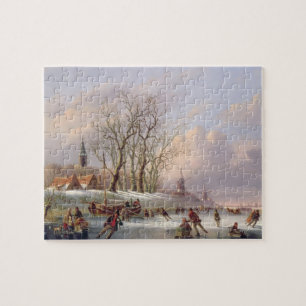 Puzzle Patineurs sur une rivière congelée avant des