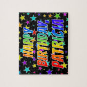 Puzzle "PATRICIA" Prénom, Amusant "HEUREUX ANNIVERSAIRE" (Vertical)