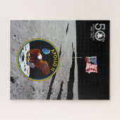 Puzzle Patriotic Apollo 11 Moon Mission patch and flag, (Horizontal)