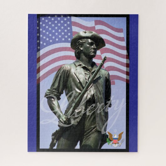 Puzzle Patriotic Liberty Minuteman with Defense Emblem (Vertical)