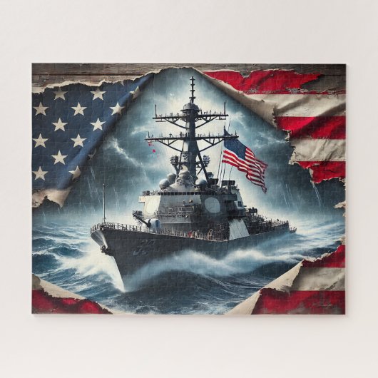 Puzzle Patriotic Navy Ship (Horizontal)