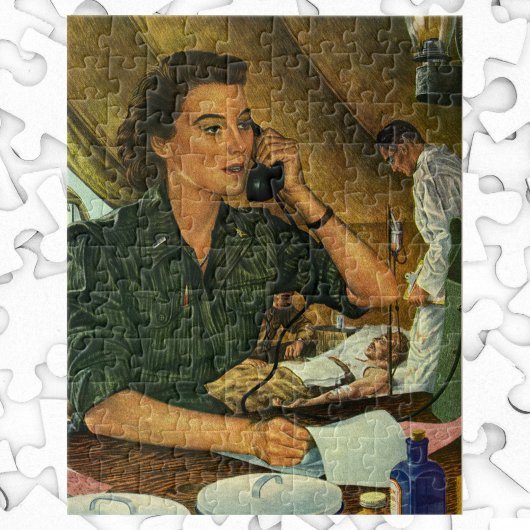 Puzzle Patriotique Vintage, Infirmière médicale au téléph