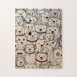 Puzzle Patte ensemble foule fantaisiste de chiens et de c