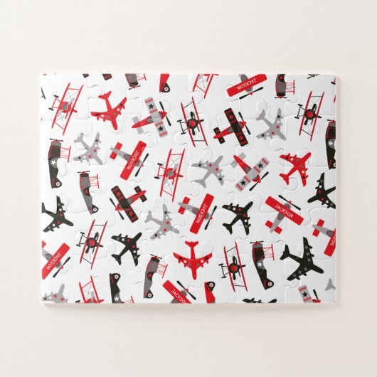 Puzzle Pattern Red and Black WWII (Horizontal)