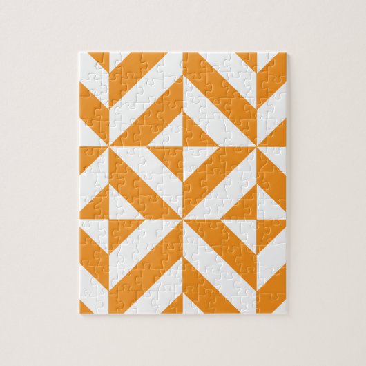 Puzzle Patters de Burnt Orange Geometric Deco Cube (Vertical)