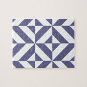 Puzzle Patters Midnight Blue Geometric Deco Cube (Horizontal)