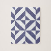 Puzzle Patters Midnight Blue Geometric Deco Cube (Vertical)