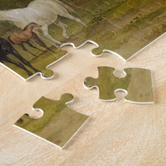 Puzzle Pâturage de chevaux : Juments et poulains dans un (Côté)