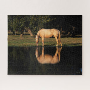 Puzzle Pâturage Palomino Par Lac Avec Réflexion