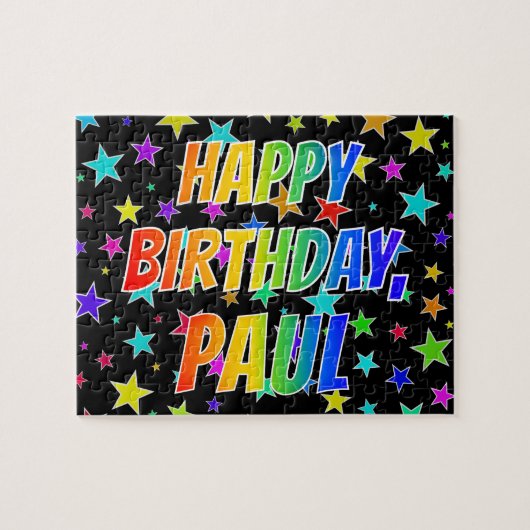 Puzzle "PAUL" Prénom, Amusant "HEUREUX ANNIVERSAIRE" (Horizontal)