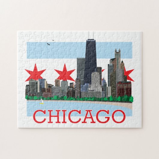 Puzzle Pavillon de ville et Skyline de Chicago (Horizontal)