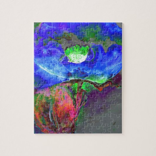 Puzzle pavot bleu floral Abstrait (Vertical)