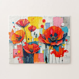 Puzzle Pavot vibrant au style Abstrait moderne