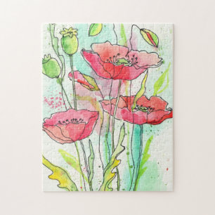 Puzzle Pavots peints d'aquarelle