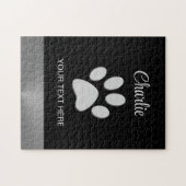 Puzzle Paw Chien Argent sur arrière - plan noir (Horizontal)