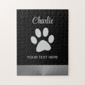Puzzle Paw Chien Argent sur arrière - plan noir (Vertical)