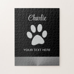 Puzzle Paw Chien Argent sur arrière - plan noir