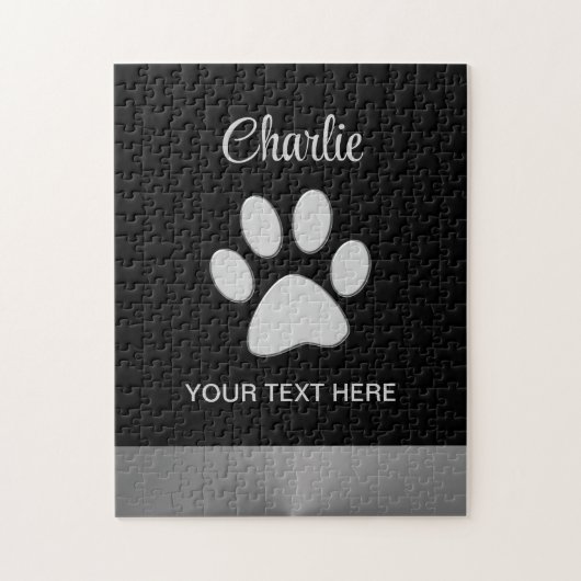 Puzzle Paw Chien Argent sur arrière - plan noir (Vertical)