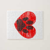 Puzzle Paw Chien Croquis Dans Le Coeur Rouge (Horizontal)