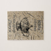 Puzzle pays français burlap scripts teapot tea party (Horizontal)