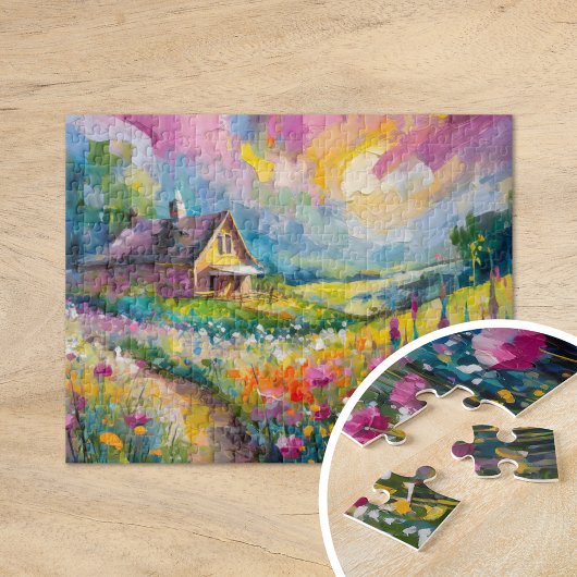 Puzzle Paysage agricole fleur sauvage Art Abstrait modern