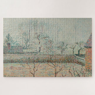 Puzzle Paysage avec maisons et mur de clôture, gelée et b