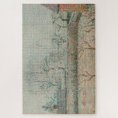 Puzzle Paysage avec maisons et mur de clôture, gelée et b (Vertical)