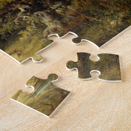 Puzzle Paysage boisé avec la femme et l'enfant marchant (Côté)