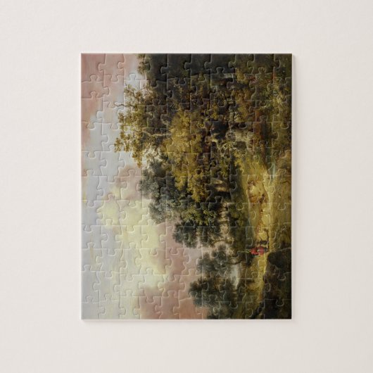 Puzzle Paysage boisé avec la femme et l'enfant marchant (Vertical)