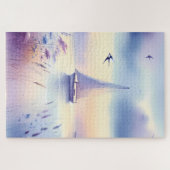 Puzzle Paysage côtier de voilier pastel (Horizontal)
