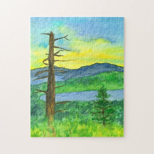Puzzle Paysage d'aquarelle Mountain Sunrise (Vertical)
