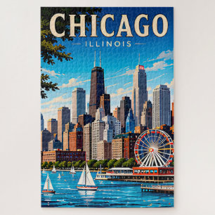Puzzle Paysage de Chicago et lac Michigan