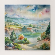 Paysage de montagne à l'aquarelle