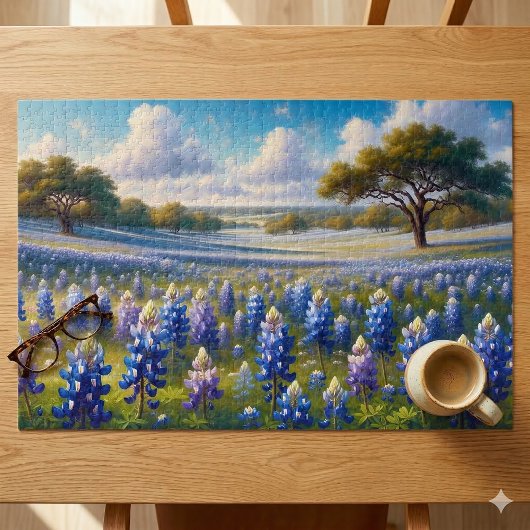Puzzle Paysage de prairie de bleuets du Texas
