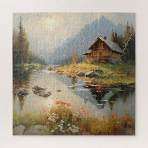 Puzzle Paysage de rivière avec maison