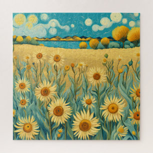 Puzzle Paysage de tournesol en style Van Gogh