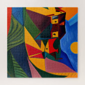 Puzzle Paysage de village abstrait coloré (Horizontal)