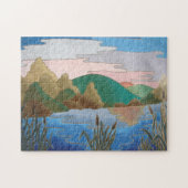 Puzzle Paysage d'eau bleu contemporain abstrait (Horizontal)