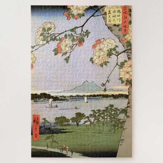 Puzzle Paysage des fleurs de cerisiers, Hiroshige, Ukiyoe (Vertical)