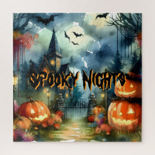 Puzzle Paysage d'Halloween éffrayant et magnifique Aquare